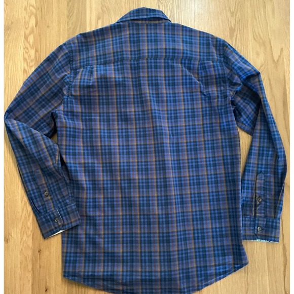 Pladra Blue Brown Plaid Shirt Men's Large Stretch Cotton Outdoor Button Up - Picture 2 of 6